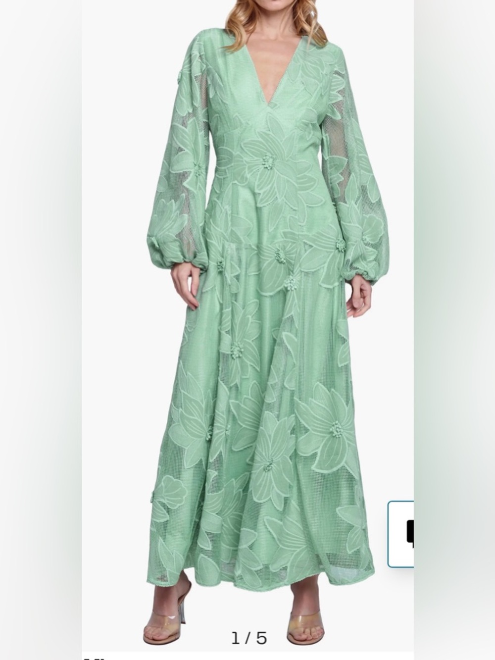 ciebon sarilla floral lace maxi dress mint green Sz M Fairy